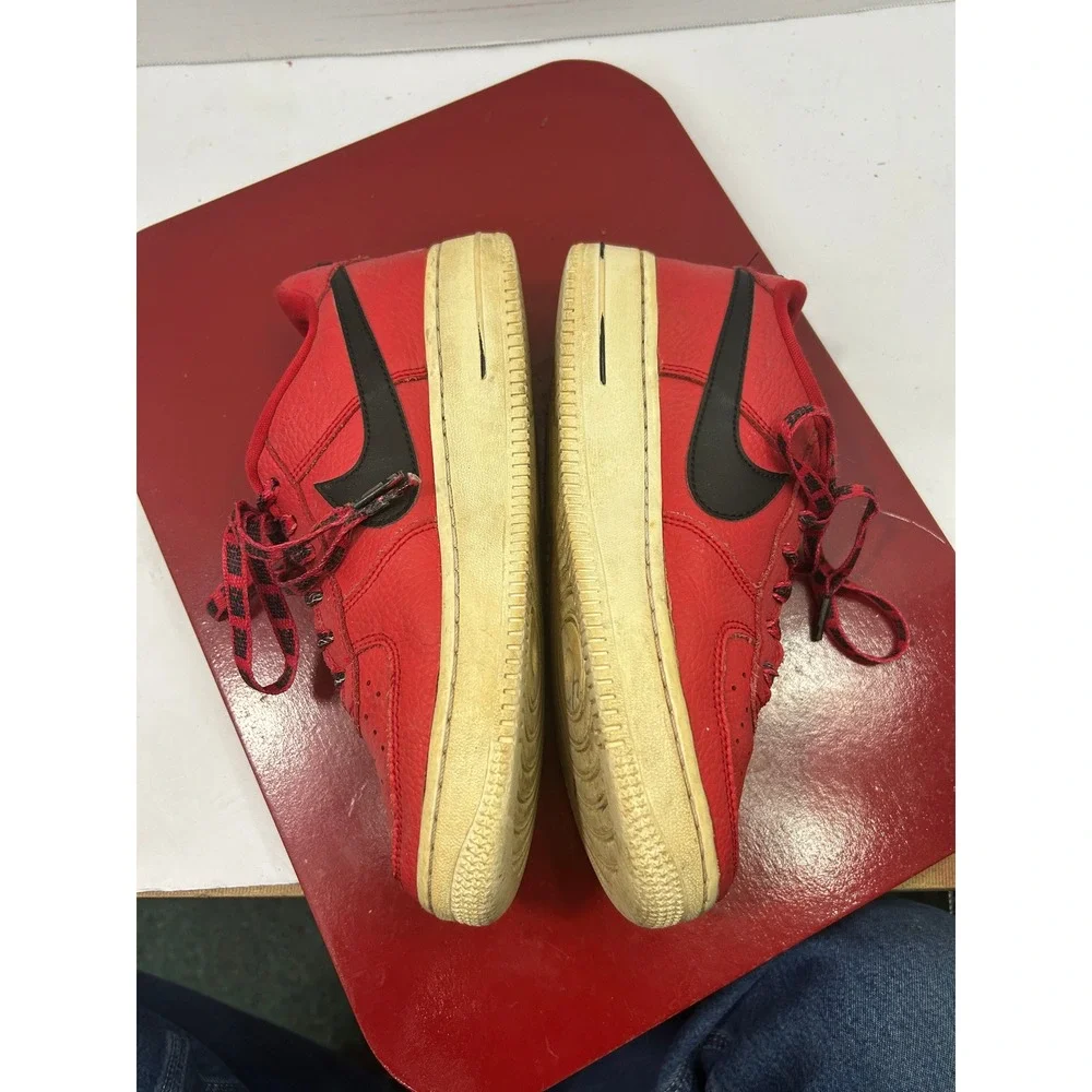Nike Tumbled Leather Air Force 1 Low 4.5Y Red NBA Pack Streetwear Sporty Retro